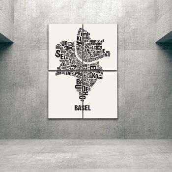 Place aux lettres Basel noir sur blanc naturel - 140x200cm-en-4-part-stretch 1