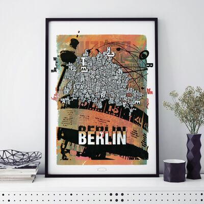 Lugar de letras Berlin Alexanderplatz lámina - 50x70 cm-impresión digital-enmarcada
