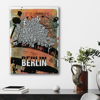 Lugar de las letras Berlin Alexanderplatz lámina - 50x70 cm-lienzo-en-camilla