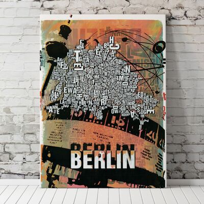 Buchstabenort Berlin Alexanderplatz Kunstdruck - 70x100 cm-leinwand-auf-keilrahmen