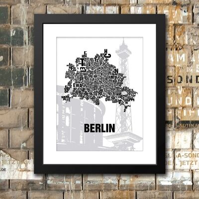 Letra ubicación Berlin Funkturm - passepartout 40x50 enmarcado
