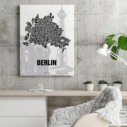 Buchstabenort Berlin Funkturm - 40x50cm-leinwand-auf-keilrahmen