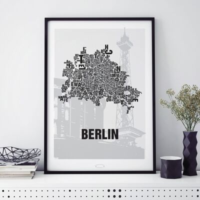 Buchstabenort Berlin Funkturm - 50x70cm-digitaldruck-gerahmt