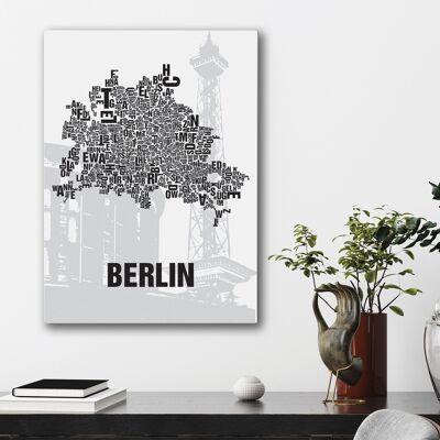 Buchstabenort Berlin Funkturm - 50x70cm-leinwand-auf-keilrahmen