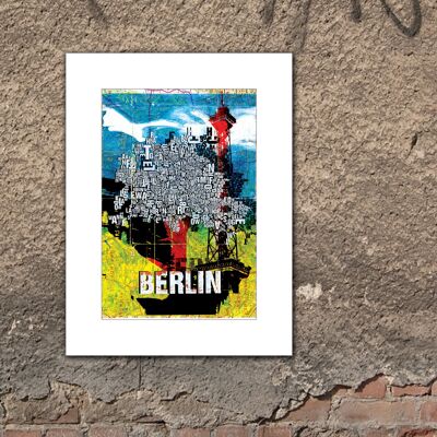 Lettre emplacement carte de Berlin impression d'art - 30x40cm-passepartout