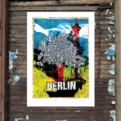 Letter location Berlin Map art print - 50x70cm digital print