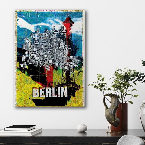 Buchstabenort Berlin Map Kunstdruck - 50x70cm-leinwand-auf-keilrahmen