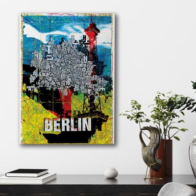 Lettre emplacement carte de Berlin impression d'art - 50x70cm-toile-sur-châssis