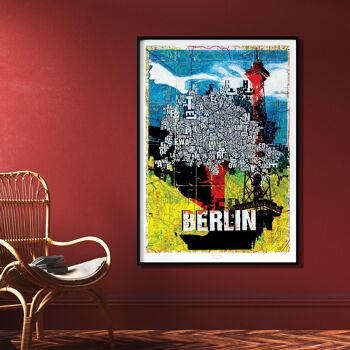 Lettre emplacement carte de Berlin impression d'art - 50x70cm-toile-sur-châssis 6