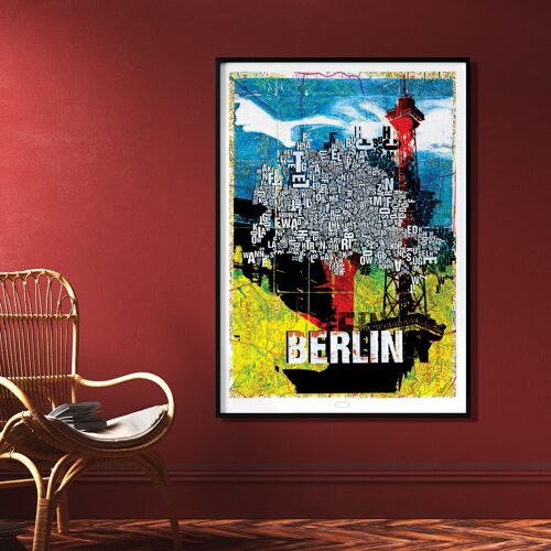 Buchstabenort Berlin Map Kunstdruck - 70x100cm-digitaldruck-gerollt