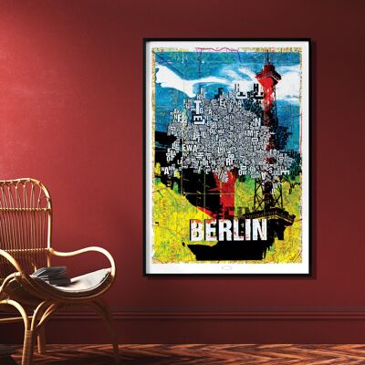Letter location Berlin Map art print - 70x100cm-digital print-rolled