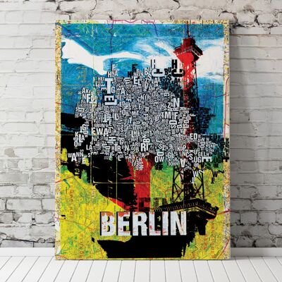 Buchstabenort Berlin Map Kunstdruck - 70x100cm-leinwand-auf-keilrahmen