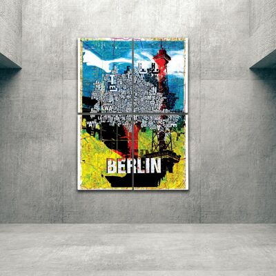 Lugar de letras Berlín Mapa lámina - 140x200cm-como-4-part-stretcher