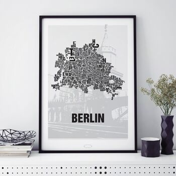 Place des lettres Berlin Oberbaumbrücke - 50x70cm-toile-sur-châssis 2