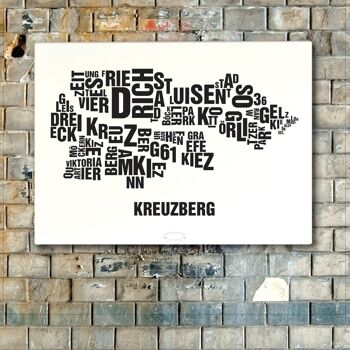 Place des lettres Berlin Kreuzberg Noir sur blanc naturel - 40x50cm-toile-sur-châssis 4