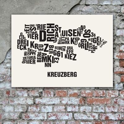 Buchstabenort Berlin Kreuzberg Schwarz auf Naturweiß - 50x70cm-handgemachter-siebdruck