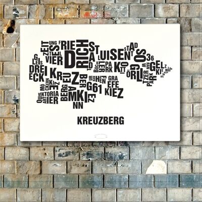 Buchstabenort Berlin Kreuzberg Schwarz auf Naturweiß - 50x70cm-leinwand-auf-keilrahmen