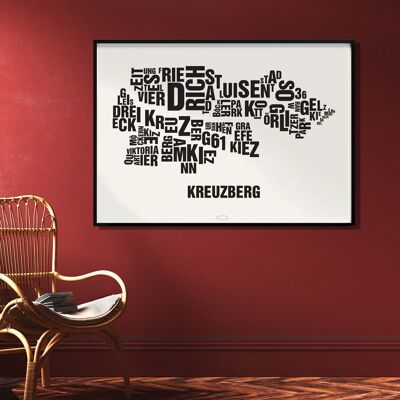 Lugar de letras Berlin Kreuzberg Negro sobre blanco natural - 70x100cm-impresión digital-laminado