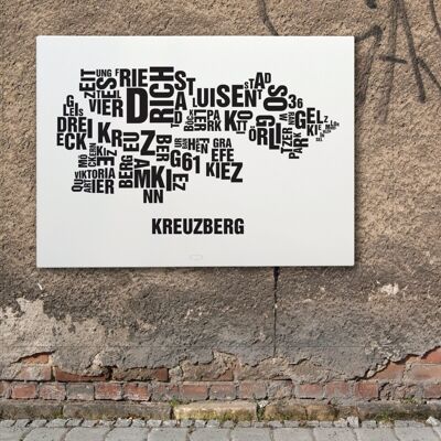 Place of letters Berlin Kreuzberg Black on natural white - 70x100cm-canvas-on-stretcher