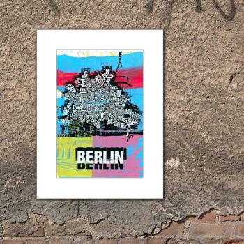 Lettre emplacement Carte de Berlin impression d'art - 30x40 cm-passepartout 1