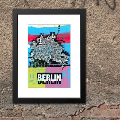 Lettre emplacement Carte de Berlin impression d'art - 30x40 cm-passepartout-encadré