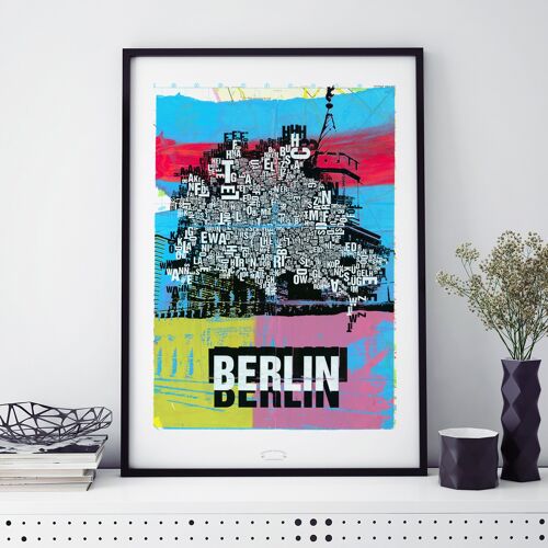 Buchstabenort Berlin Map Kunstdruck - 50x70 cm-digitaldruck-gerahmt