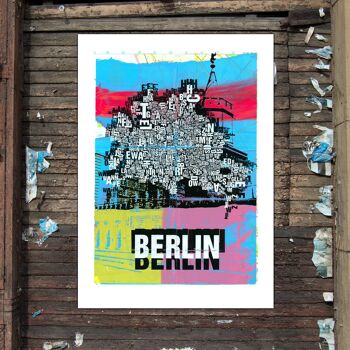 Lieu des lettres Berlin Map art print - 70x100 cm-impression numérique-roulé 3