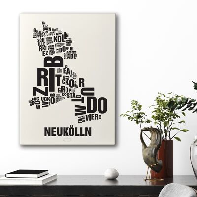 Buchstabenort Berlin Neukölln Schwarz auf Naturweiß - 50x70cm-leinwand-auf-keilrahmen