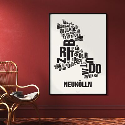 Buchstabenort Berlin Neukölln Schwarz auf Naturweiß - 70x100cm-digitaldruck-gerollt