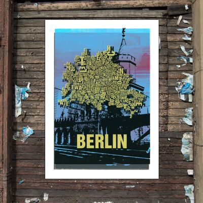Luogo delle lettere Berlin Oberbaumbrücke stampa d'arte - stampa digitale 50x70cm