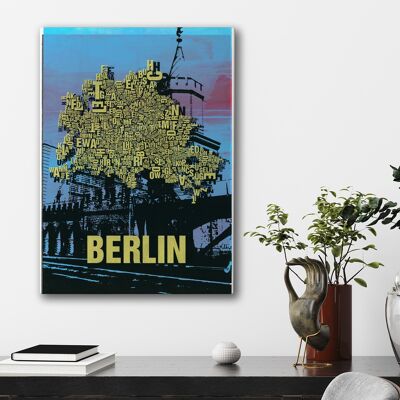Luogo delle lettere Berlin Oberbaumbrücke stampa d'arte - 50x70cm-tela-su-barella