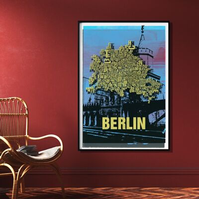 Lugar de letras Berlin Oberbaumbrücke lámina - 70x100cm-impresión digital-laminada