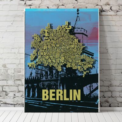 Luogo delle lettere Berlin Oberbaumbrücke stampa d'arte - 70x100cm-tela-su-barella