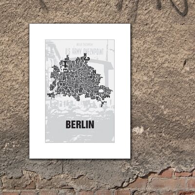 Lettre emplacement Berlin Checkpoint Charlie - 30x40cm-passepartout