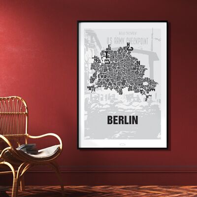 Carta ubicación Berlin Checkpoint Charlie - 70x100cm-impresión digital-laminada
