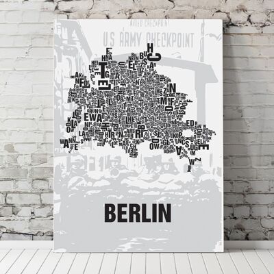 Luogo delle lettere Berlino Checkpoint Charlie - 70x100cm-tela-su-barella