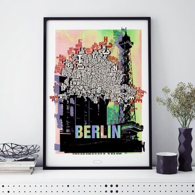 Lugar de las letras Torre de radio de Berlín lámina - 50x70cm-impresión digital-enmarcada