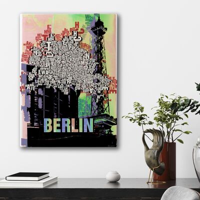 Buchstabenort Berlin Funkturm Kunstdruck - 50x70cm-leinwand-auf-keilrahmen