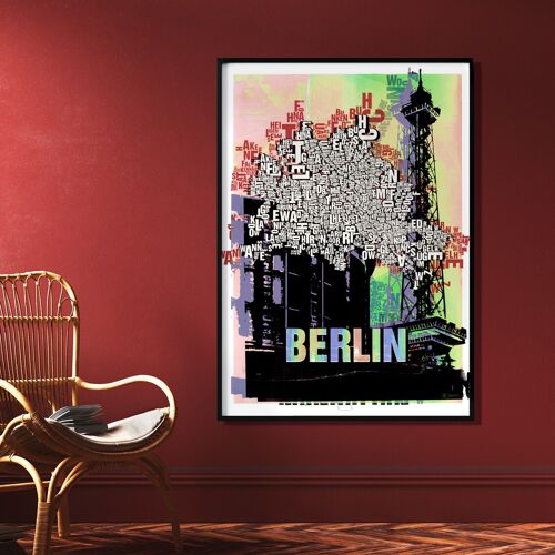 Buchstabenort Berlin Funkturm Kunstdruck - 70x100cm-digitaldruck-gerollt