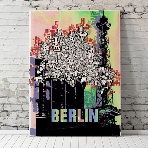 Buchstabenort Berlin Funkturm Kunstdruck - 70x100cm-leinwand-auf-keilrahmen
