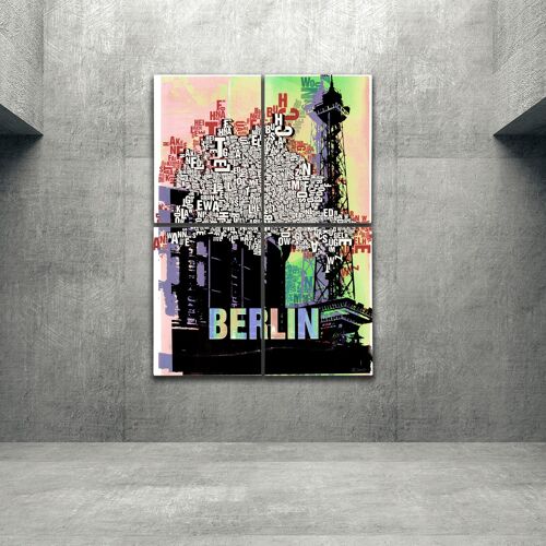 Buchstabenort Berlin Funkturm Kunstdruck - 140x200cm-als-4-teiliger-keilrahmen