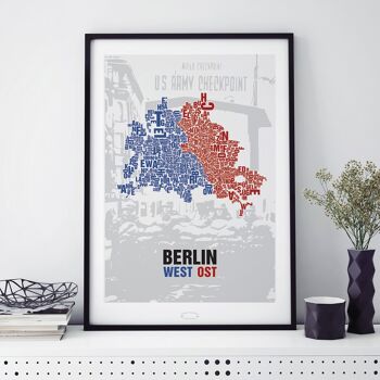 Place des lettres Berlin East/West Checkpoint Charlie - 140x200cm-en-4-part-stretch 2