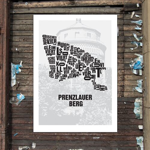 Buchstabenort Berlin Prenzlauer Berg Wasserturm - 50x70cm-digitaldruck