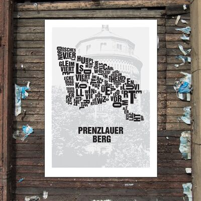 Carta ubicación torre de agua Berlin Prenzlauer Berg - impresión digital 50x70cm