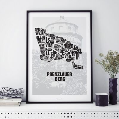 Buchstabenort Berlin Prenzlauer Berg Wasserturm - 50x70cm-digitaldruck-gerahmt