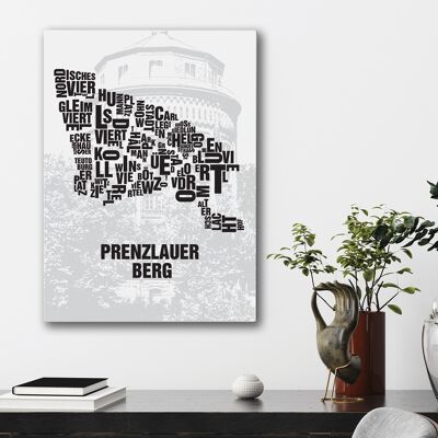 Lugar de letras Berlín Prenzlauer Berg torre de agua - 50x70cm-lienzo-en-camilla