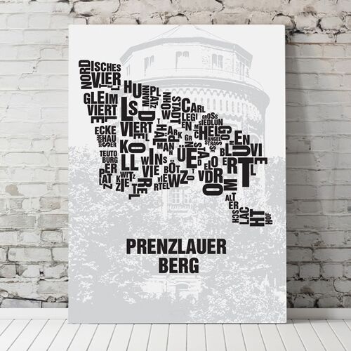 Buchstabenort Berlin Prenzlauer Berg Wasserturm - 70x100cm-leinwand-auf-keilrahmen