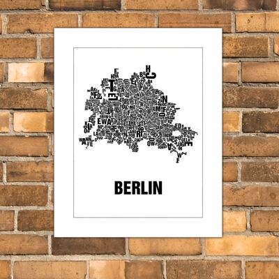 Letra ubicación Berlín negro sobre blanco natural - 40x50cm-paspartout