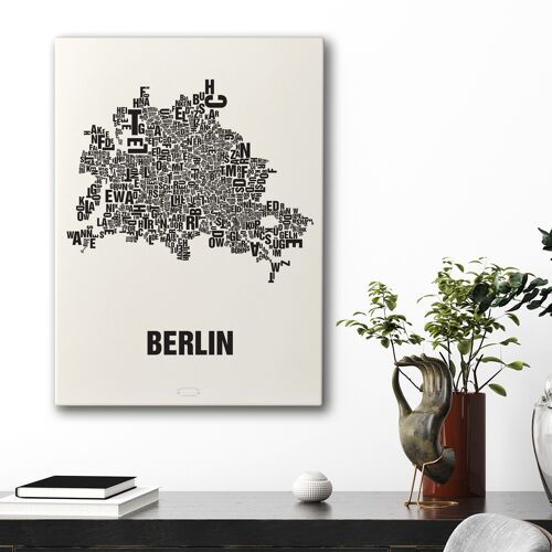 Buchstabenort Berlin Schwarz auf Naturweiß - 50x70cm-leinwand-auf-keilrahmen