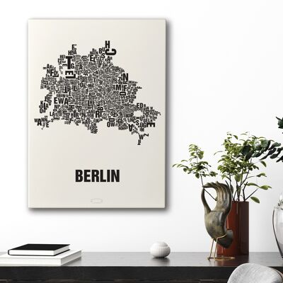 Lugar de letras Berlín negro sobre blanco natural - 50x70cm-lienzo-en-camilla
